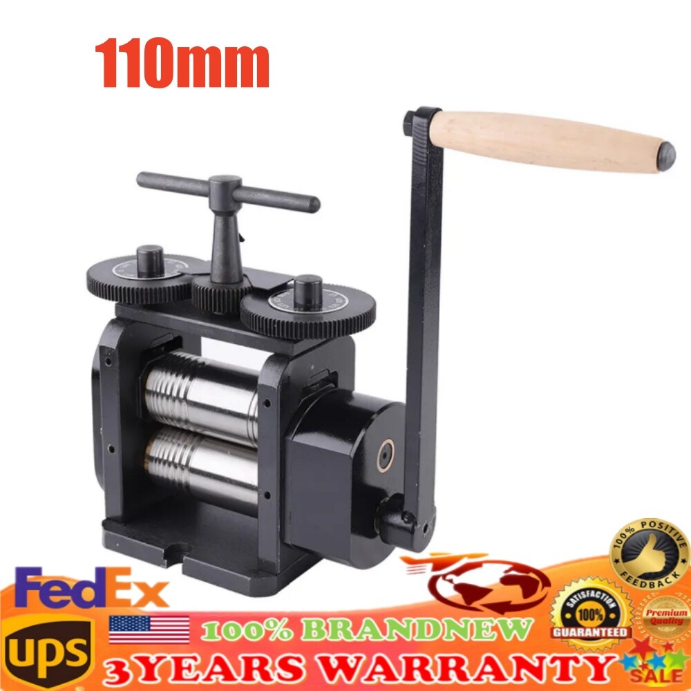 110mm Manual Rolling Mill Machine Wire Flat Pattern Sheet Metal Jewelry Tool US