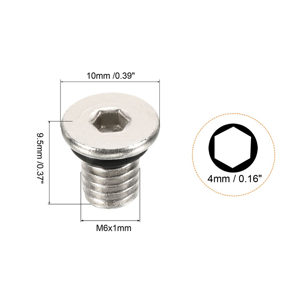 M6*1 Hex Head Pipe Fitting Plug, 2 Pack Male Thread 45# Steel Plug