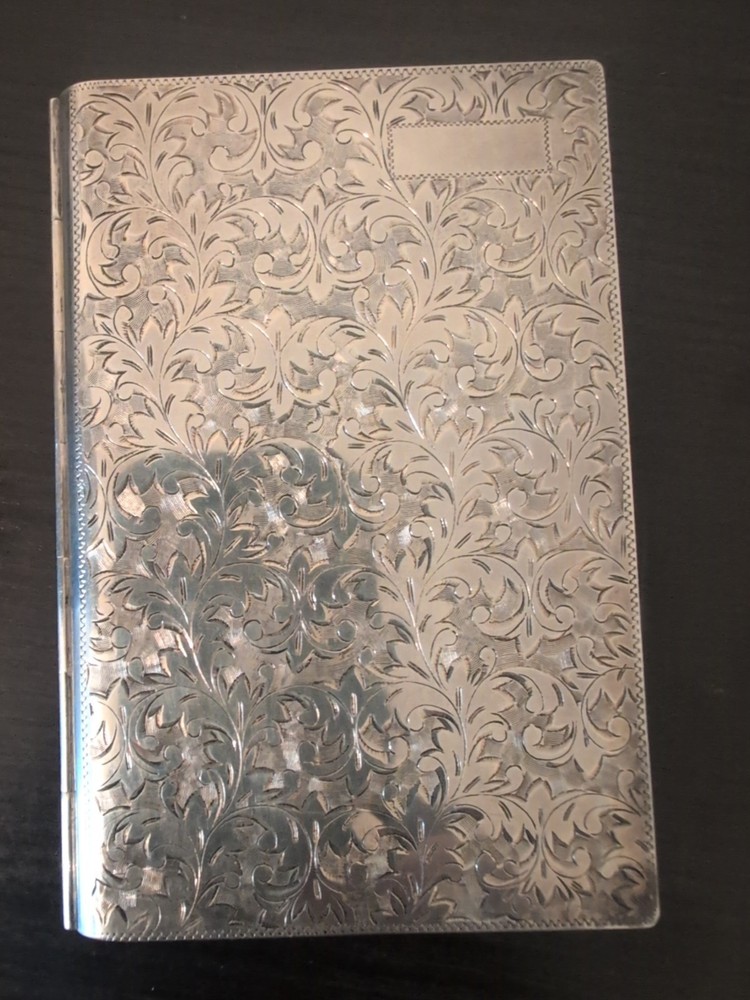 ANTIQUE ETCHED SILVER CIGARETTE CASE STERLING SILVER 950