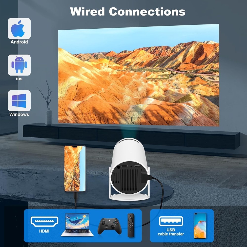 Mini Portable 4K Projector with WiFi6 Bluetooth Android 11 130 Image