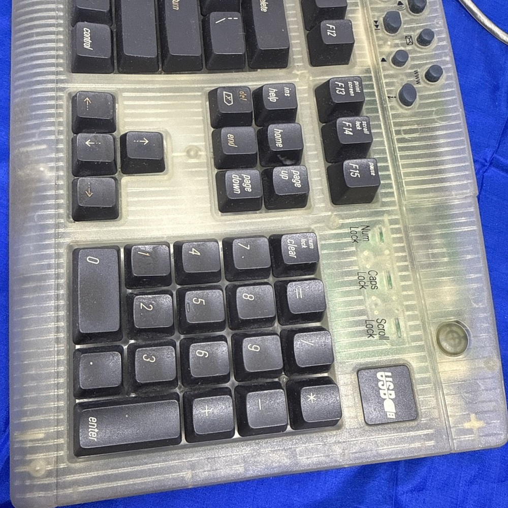Macally iMediaKey Keyboard Multimedia Macintosh USB Clear Tested Working