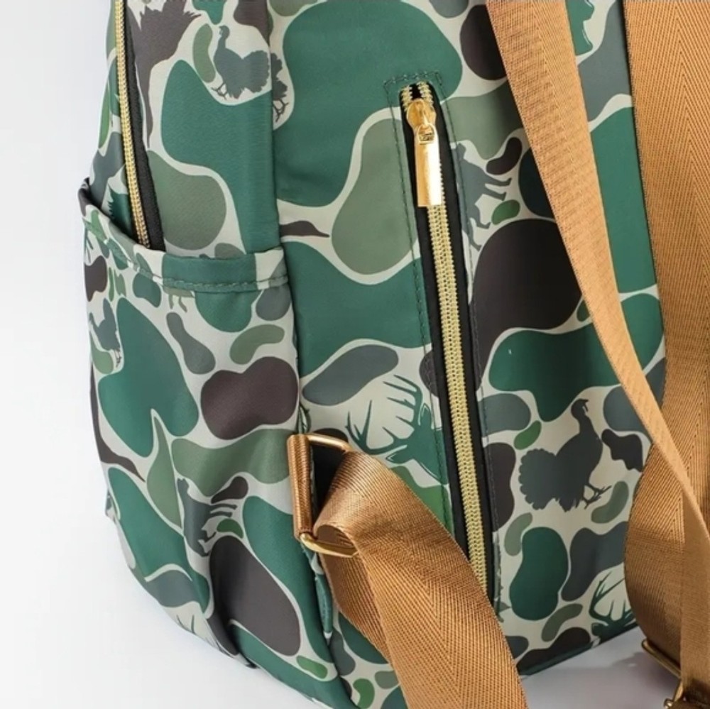 Camo Backpack with Deer Turkey Ducks Labrador Hunting