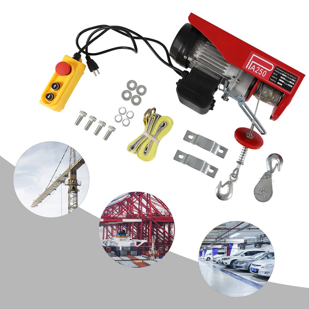 550LBS Electric Hoist Winch Engine Crane with Wireless 110V