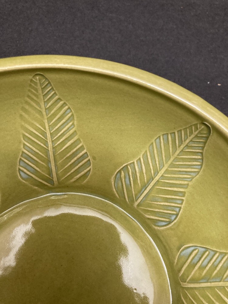Hand Thrown Pottery Chartreuse Green Bowl 7.5” Diameter Marked