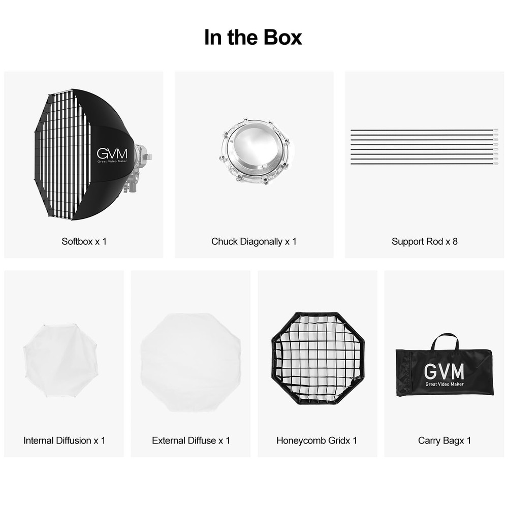 GVM Soft Boxes Lighting, Bowens Mount with Honeycomb Grid, Compatible with P8...