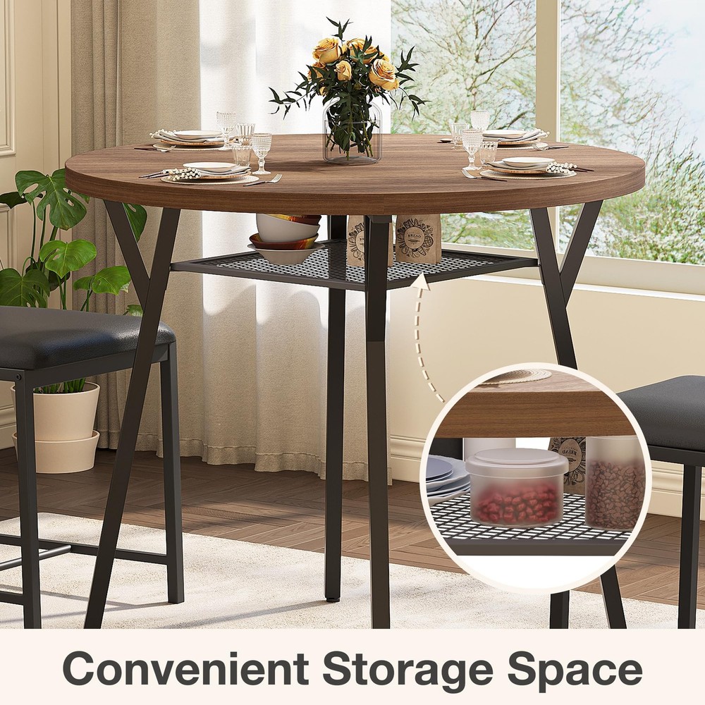 Pamapic Round Dining Table Set for 4, Kitchen Table and Chairs for 4, Dining ...