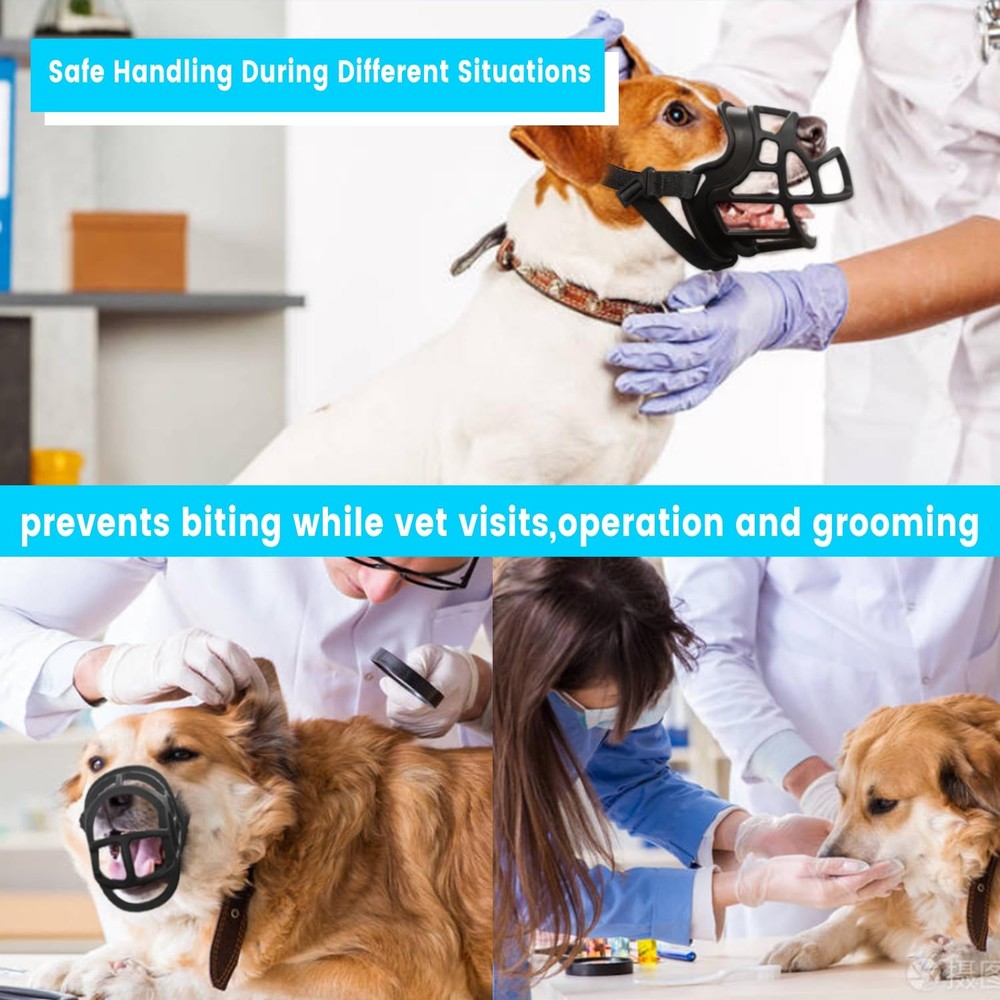 Dog Muzzle, Basket Muzzle Anti Biting Chewing, Sturdy Lightweight Muzzle Allo...