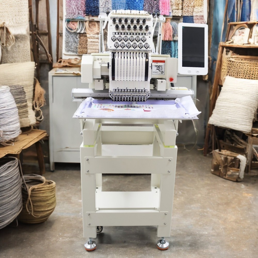 12 Needle Single Head Auto Embroidery Machine Computerized Sewing 110-220V