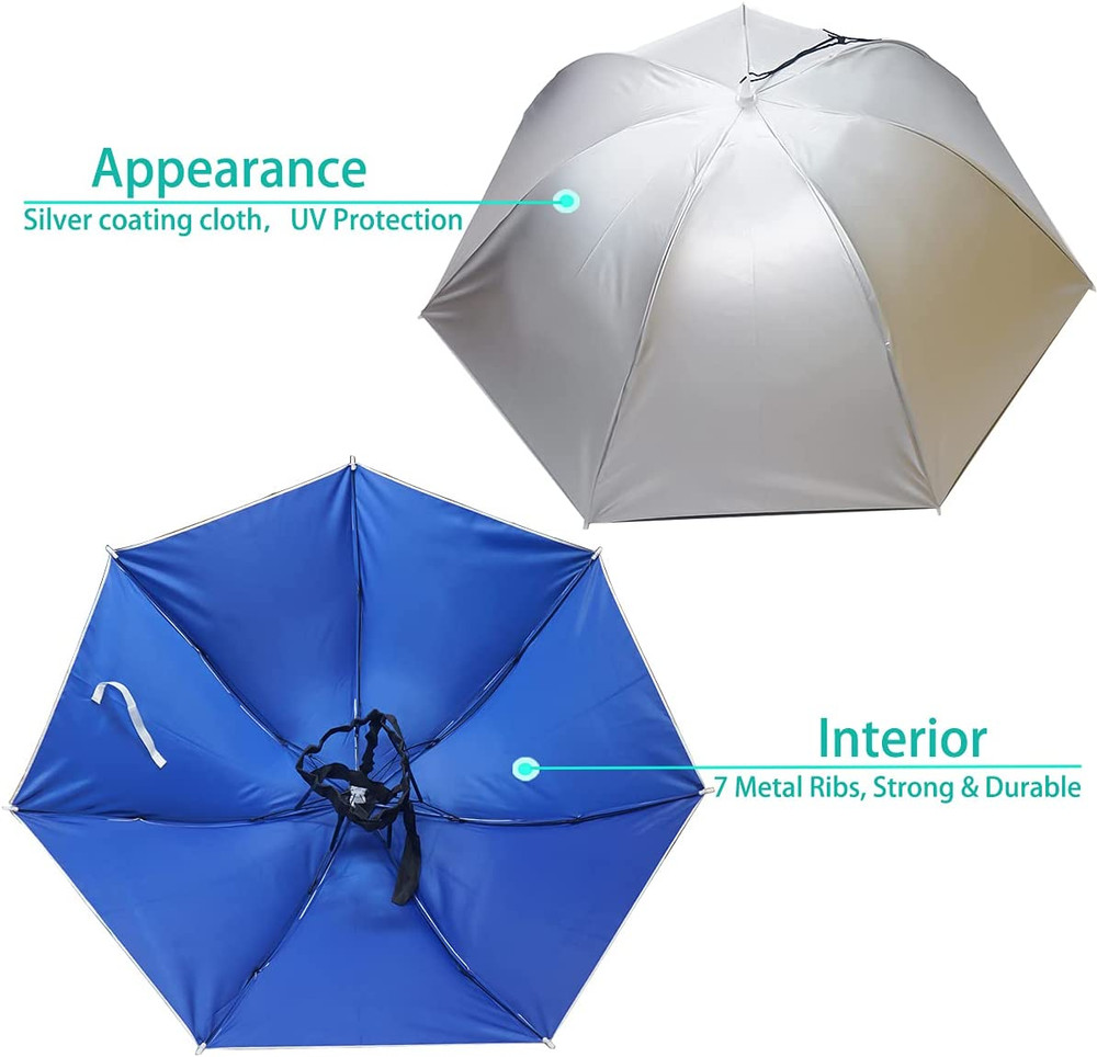 Fishing Umbrella Hat Cap 37"Hands Free Foldable UV Protection Adjustable Camping