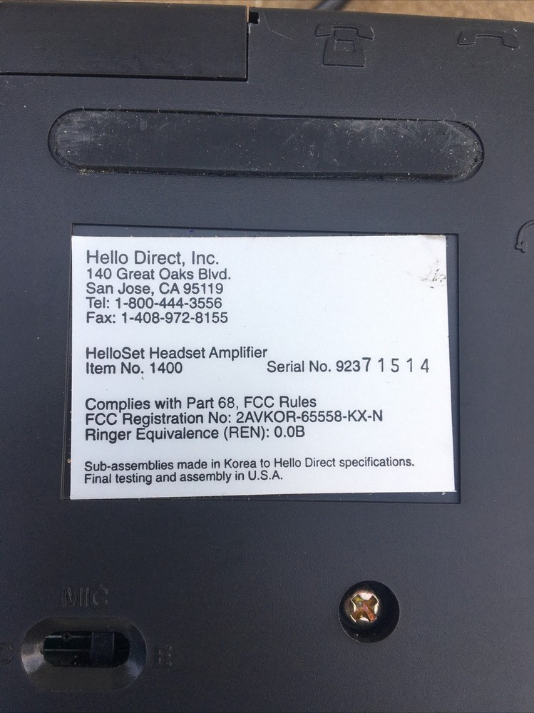 Hello Direct 6560 PRO Phone Headset Amplifier- Cables included