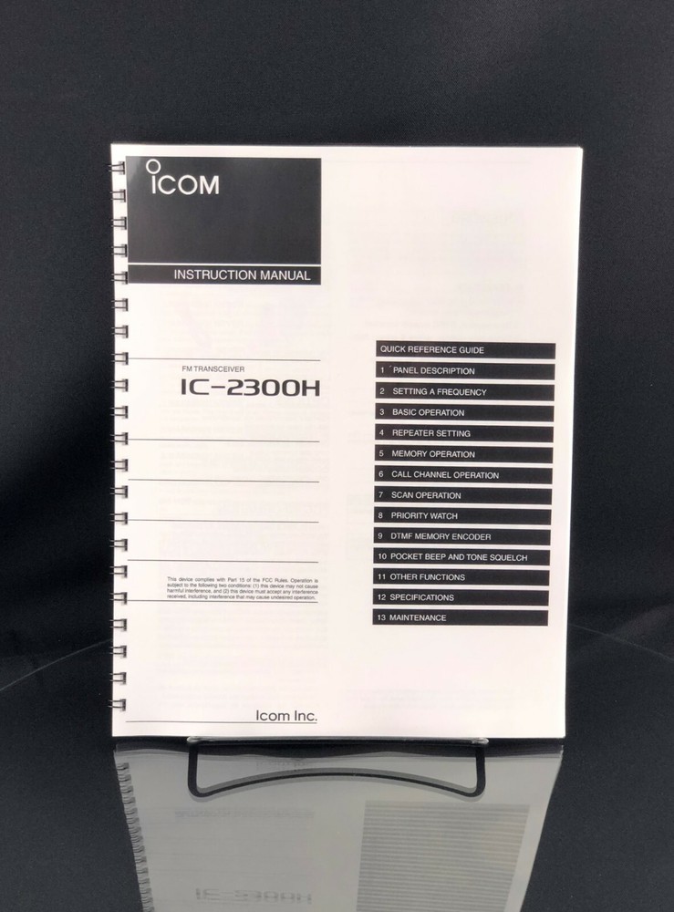 Icom IC-2300H Instruction Manual User Guide Coil Bound Copy