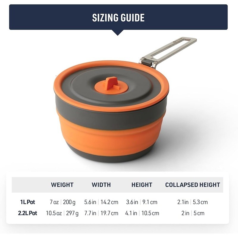 Ultralight Collapsible Pot 1L Backpacking Camping Compact Lightweight Cookware