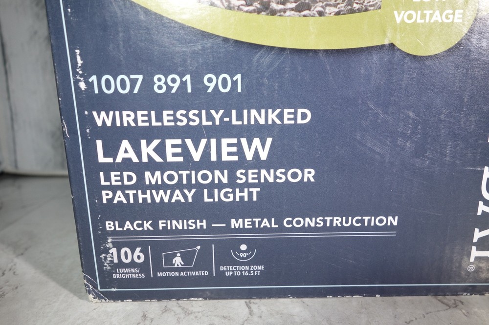 Hampton Bay Lakeview LED Motion Sensor Pathway Light Black Metal Wireless Linked