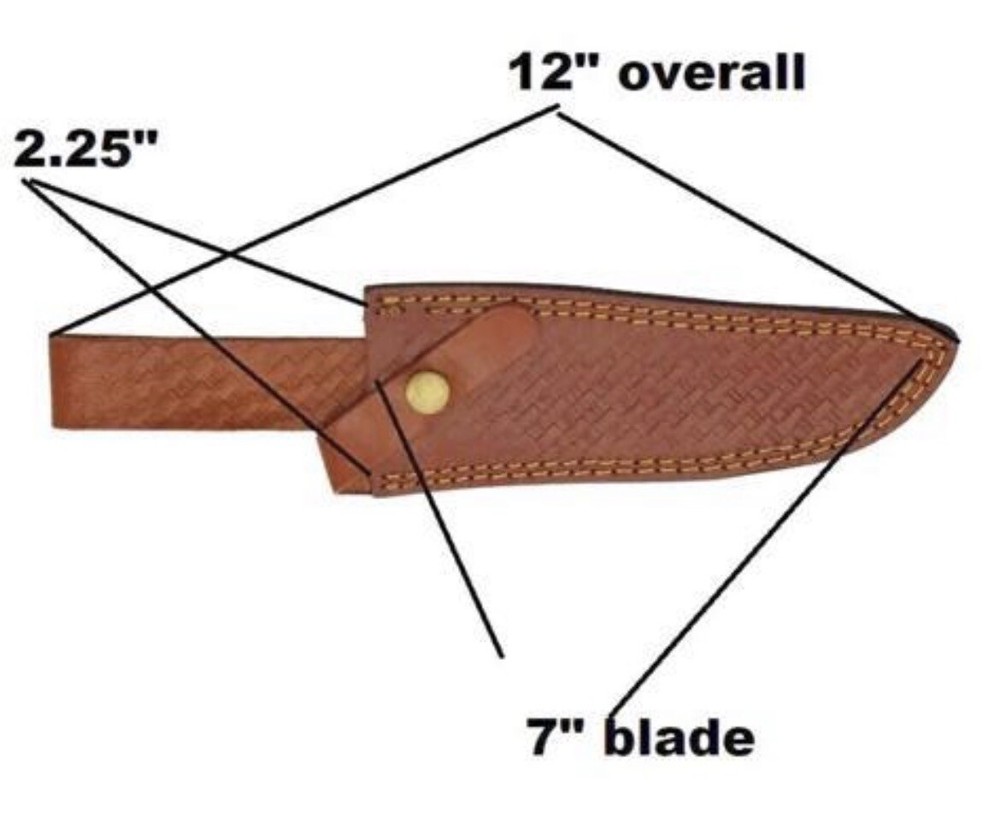 12”Leather Hand Engraved BELT Loop Knife SHEATH Holster 8”FIXED BLADE KNIFE