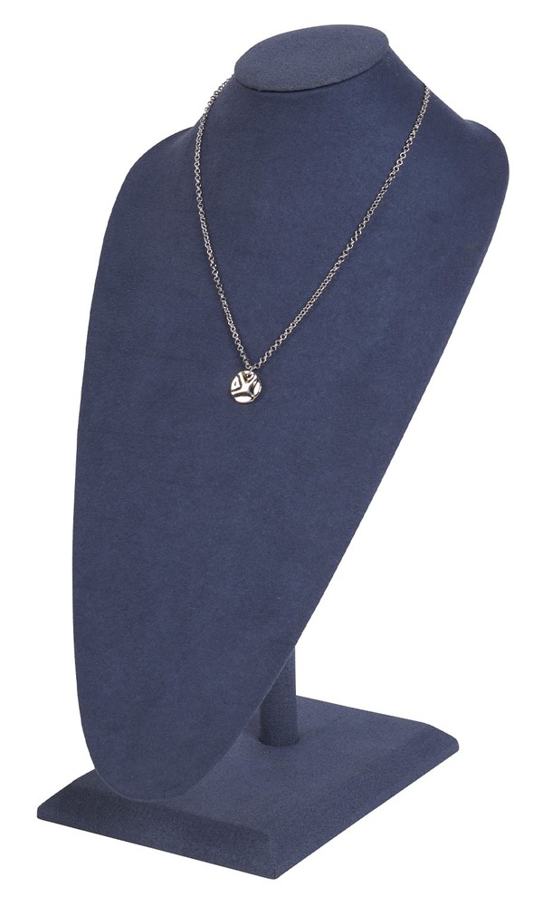 SSWBasics Tall Slate Blue Faux Suede Necklace Display