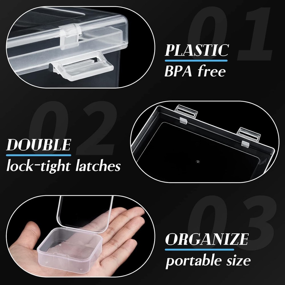 Two Pack Bead Organizer Box with Hinged Lid - 30 Mini Clear Plastic