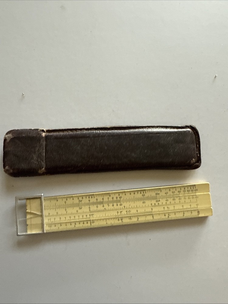 Russian c.1953 SLIDE RULE Tool & case Logarithmic Engineer Ruler Soviet USSR