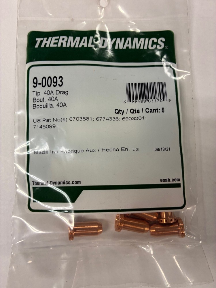 THERMAL DYNAMICS 9-0093 40A DRAG TIP (PKG OF 5)