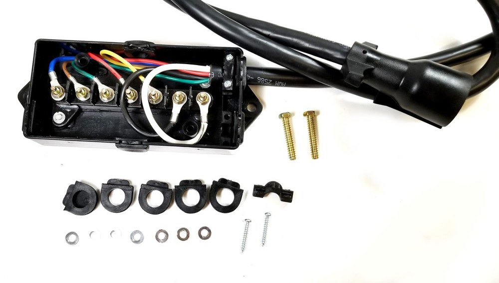 7 Way Plug Inline Pre-Wired Trailer BLACK Cord w/Junction Box 6 Ft Wiring Cable