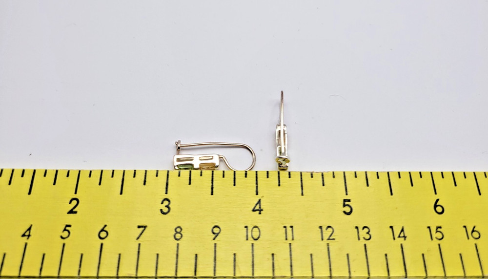 Sterling Silver Peridot and Citrine Bar Drop Earrings ~ 1"
