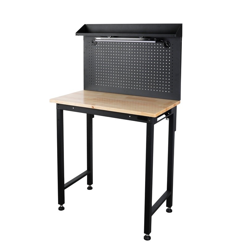 36 Inch Heavy Duty Workbench W/ Pegboard LED Light Garage Workshop Storage New