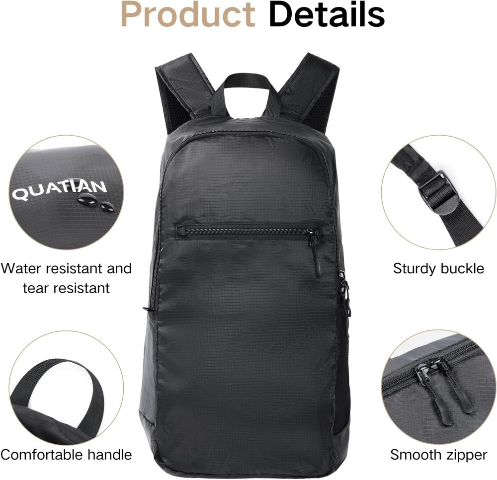 Lightweight Foldable Backpack – Water-Resistant Travel Daypack with Spacious Com