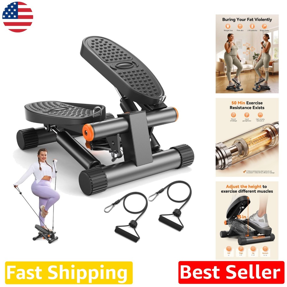 Durable Gray Exercise Stepper - Resistance Bands, Silent Operation, 2yr