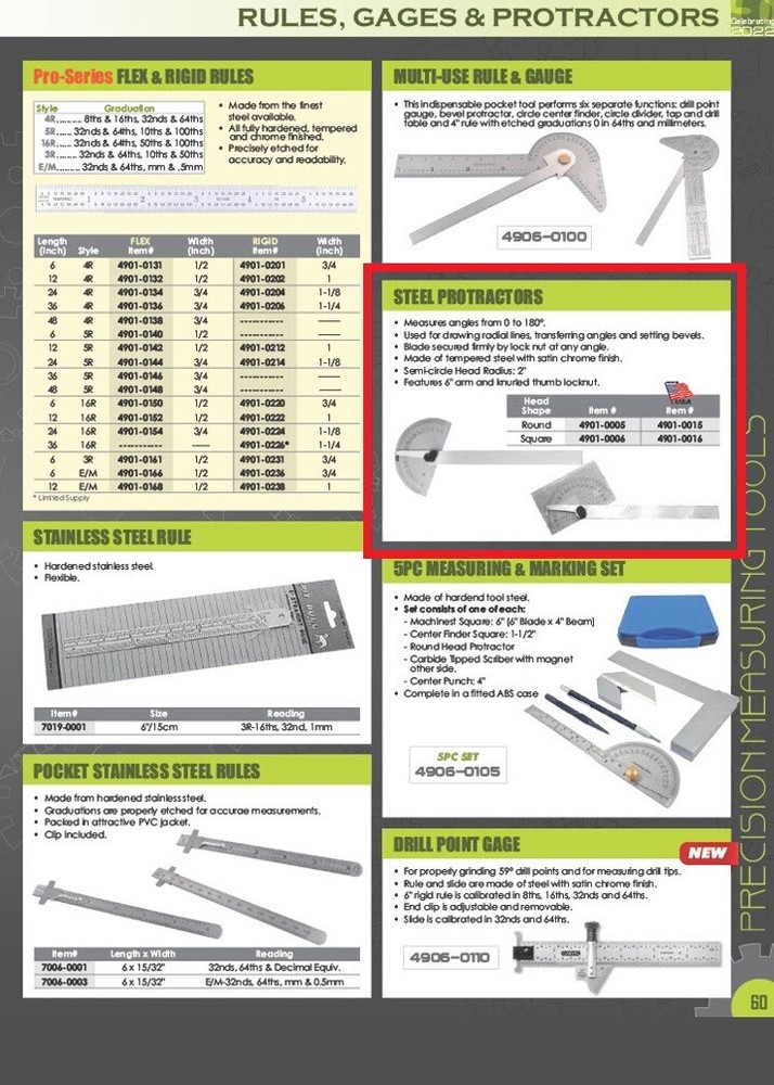 USA MADE ROUND HEAD LOCKING TYPE PROTRACTOR (4901-0015)