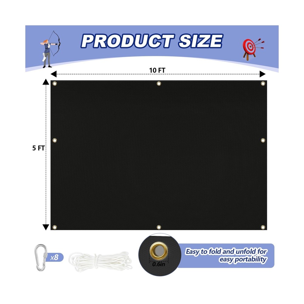 Archery Backstop Netting Heavy Duty Archery Backstop with Rope and Hooks Slin...