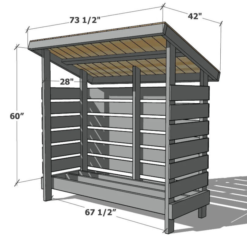 DIY Small Firewood Shed Plan - Step-by-Step Build Guide Beginer level - ft/in