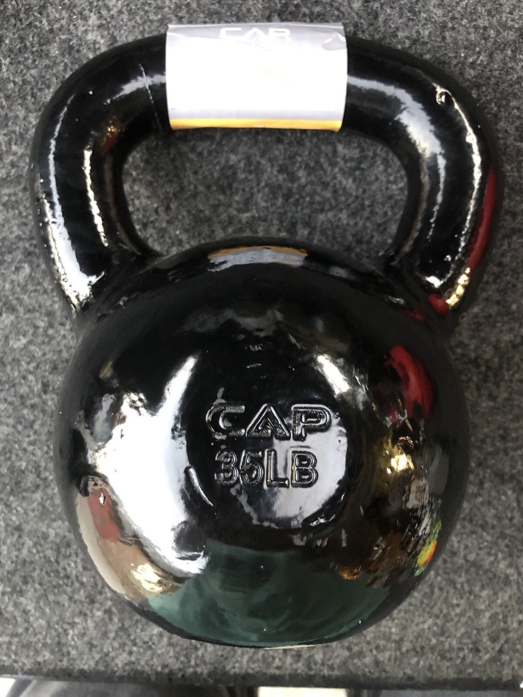 🔥CAP 35 lbs Kettlebell Cast Iron Kettle Bell Single One Black - New