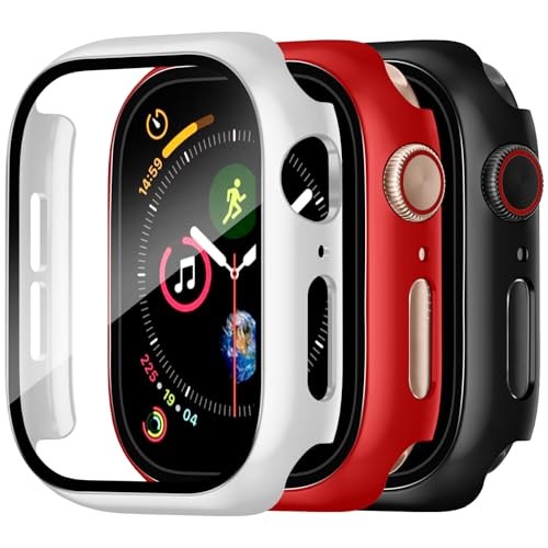 3 Pack Case Compatible with Apple Watch Case For 44mm Only Red/White/Black