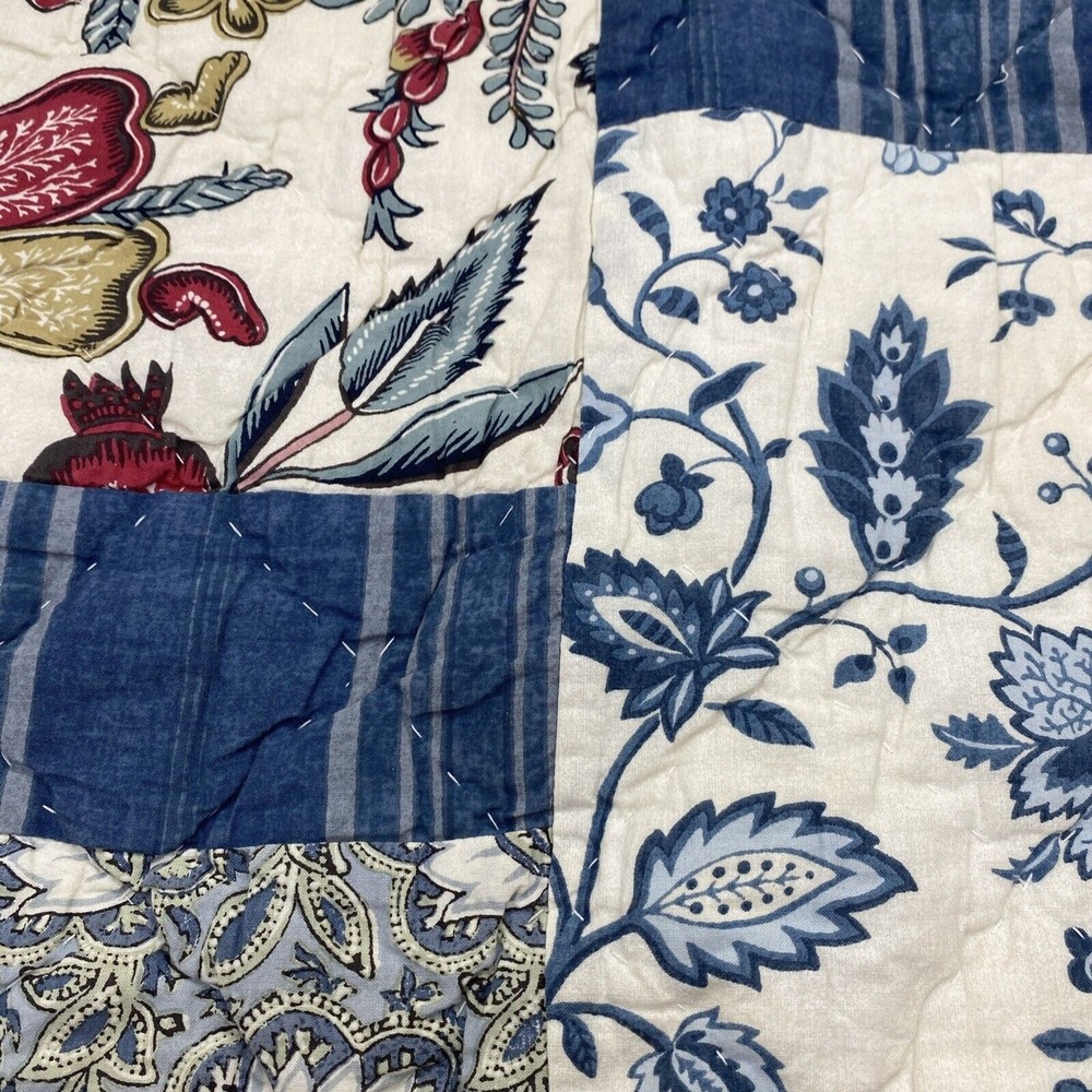 Pottery Barn Fiorella Patchwork Standard Size Pillow Sham (1) Blue