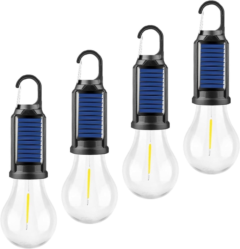 4x Solar Rechargeable Hook Camping Light Outdoor Lights 3 Light Modes Tent Light