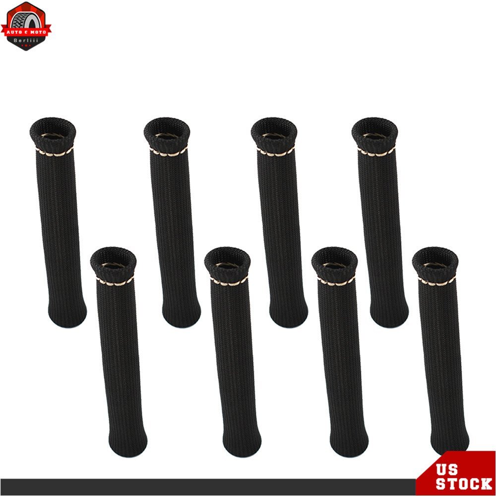 Black 1200° Spark Plug Wire Boot Heat Shield Protector Sleeve For SBC BBC 350