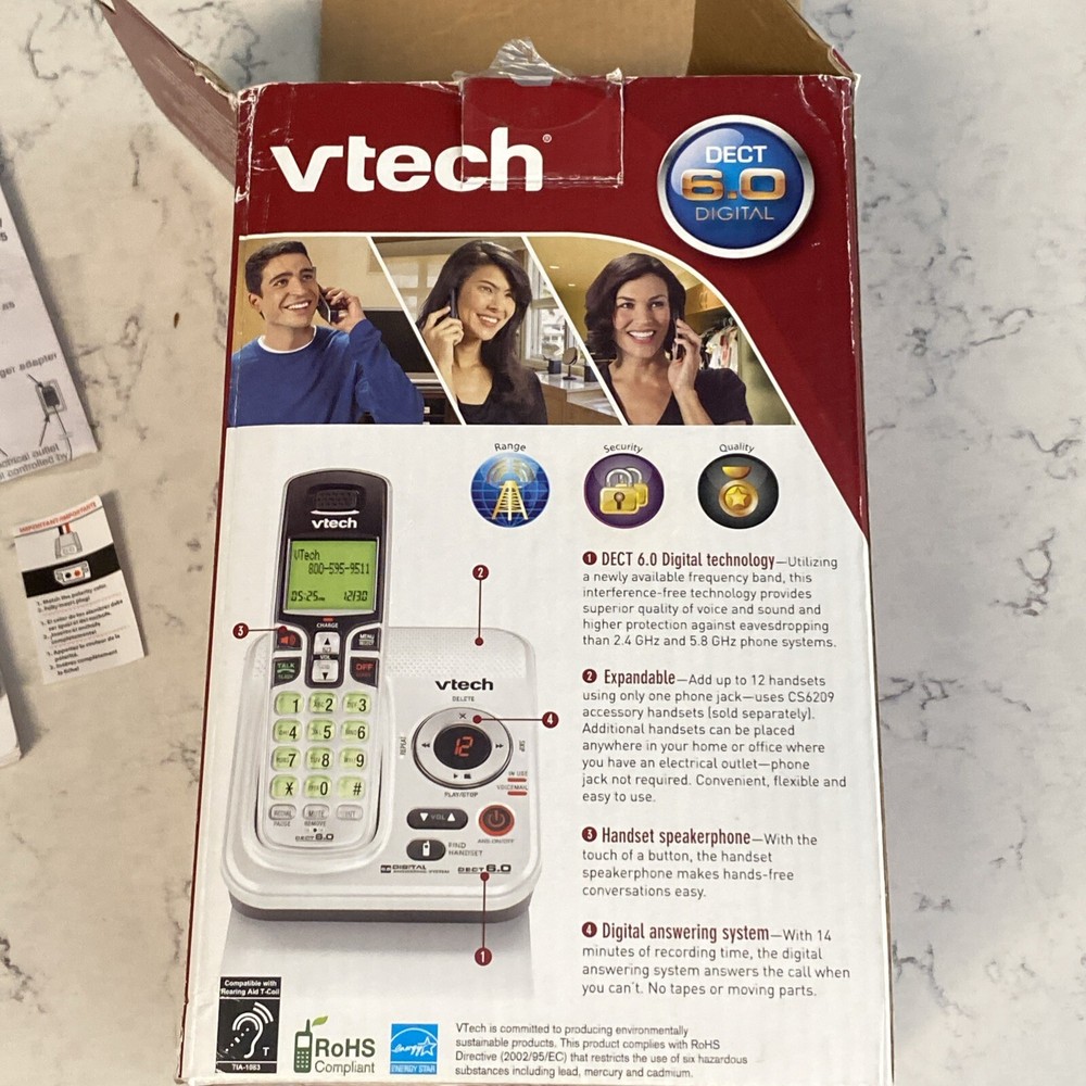 Vtech CS6229 DECT 6.0 Digital Cordless Answering System Handset Untested