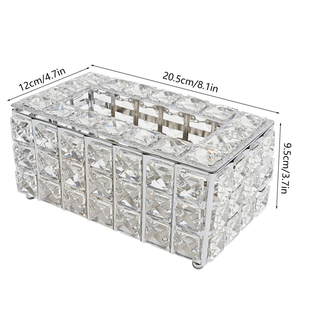 Crystal Tissue Box Rhinestone Rectangular Napkin Case Paper Tissue Holder Box