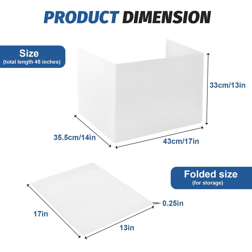 Student Desk Divider Privacy Screen 3-Fold Plastic Testing Shield White 17x14"