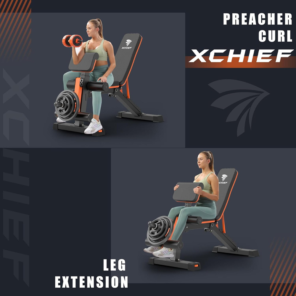 Adjustable Weight Bench - 1000LBS Capacity Heavy Duty Foldable Workout Bench for