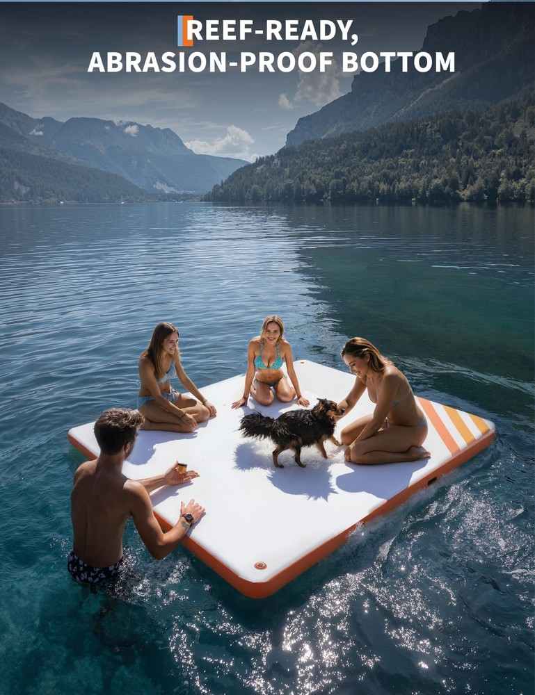 Inflatable Floating Dock Air Dock Platform, Non-Slip Surface Thick Lake Floats