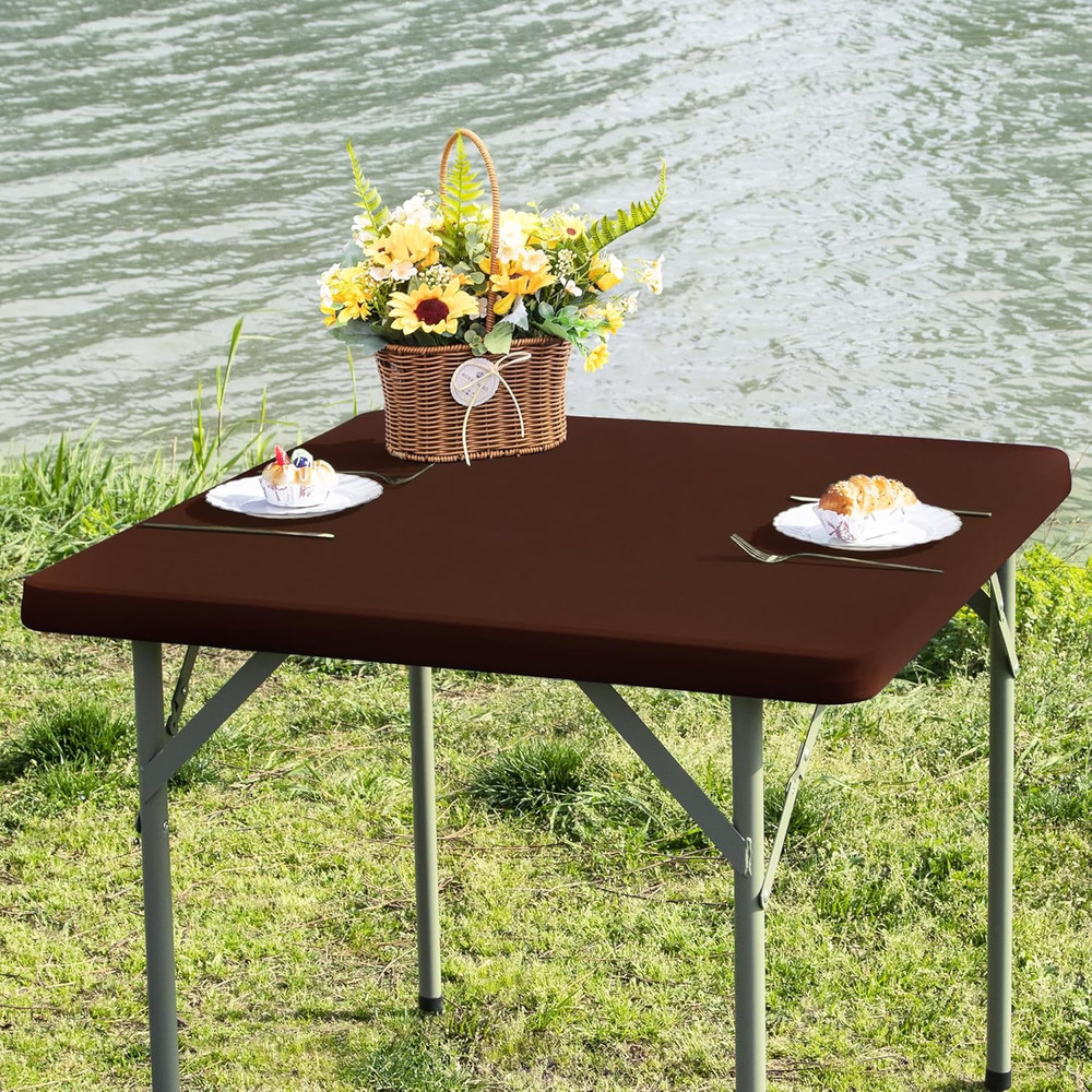 Square Fitted Table Cover Elastic Tablecloth Stretch Spandex Table Top Cover Tab