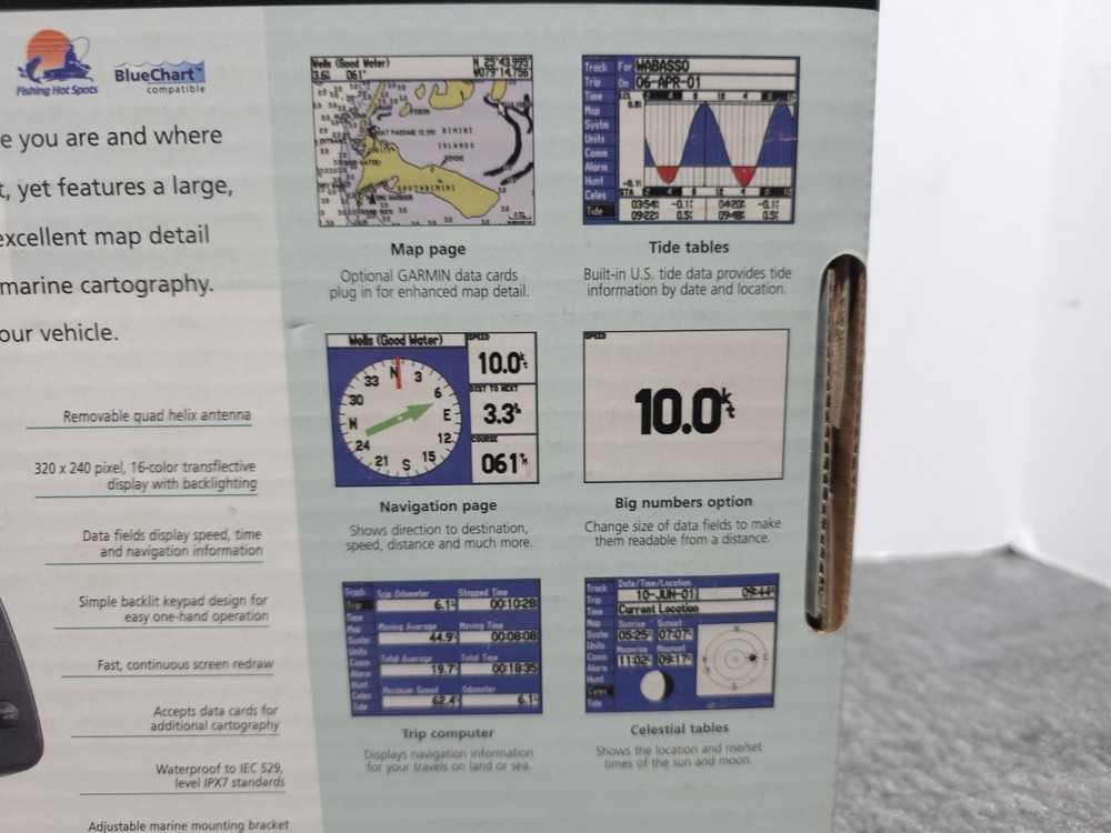 GARMIN GPSMAP 176C Color Marine Chartplotter w/ Cables, Manual, Box, Data Card