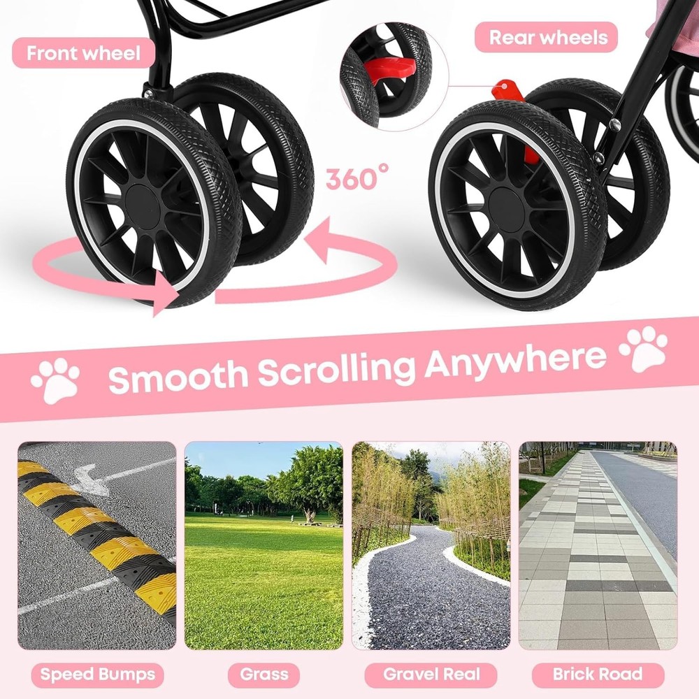 Double Pet Stroller Dogs & Cats,Cat Strollers 2 Cats,Double Dog Stroller 2 Small