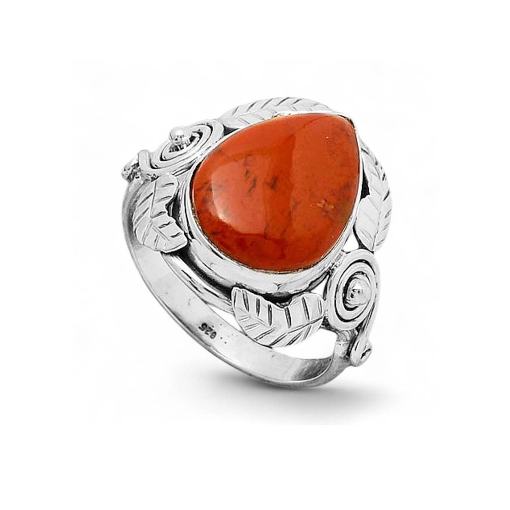 Red Moss Agate Solid 925 Sterling Silver Ring 8.5