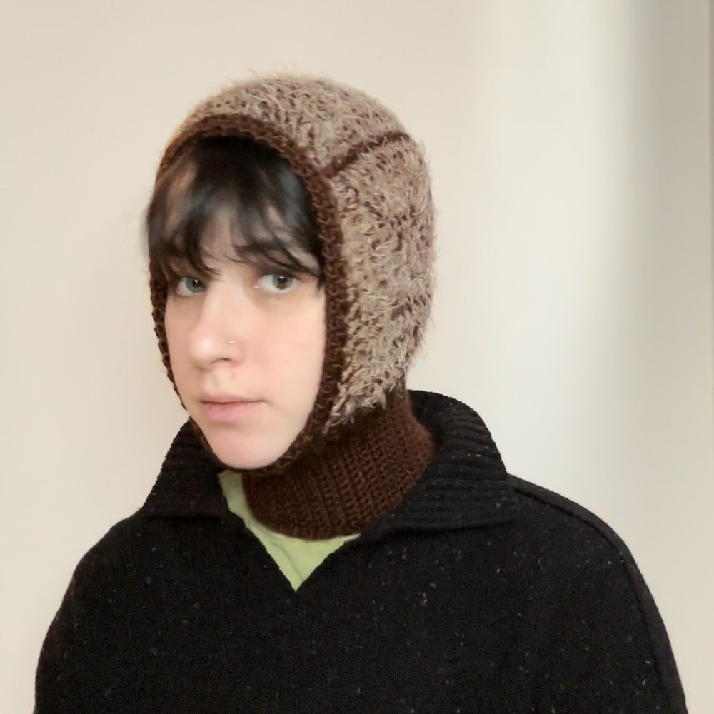 Fuzzy Crochet Balaclava - Chocolate