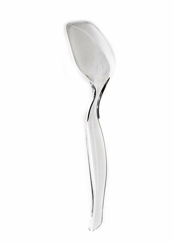 18 Pack Heavy Duty Large Plastic Disposable Clear Serving Spoons 8.5 in