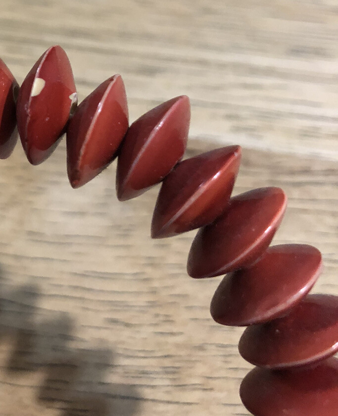Vintage Painted Bead Necklace - Rust - 23-1/2" long
