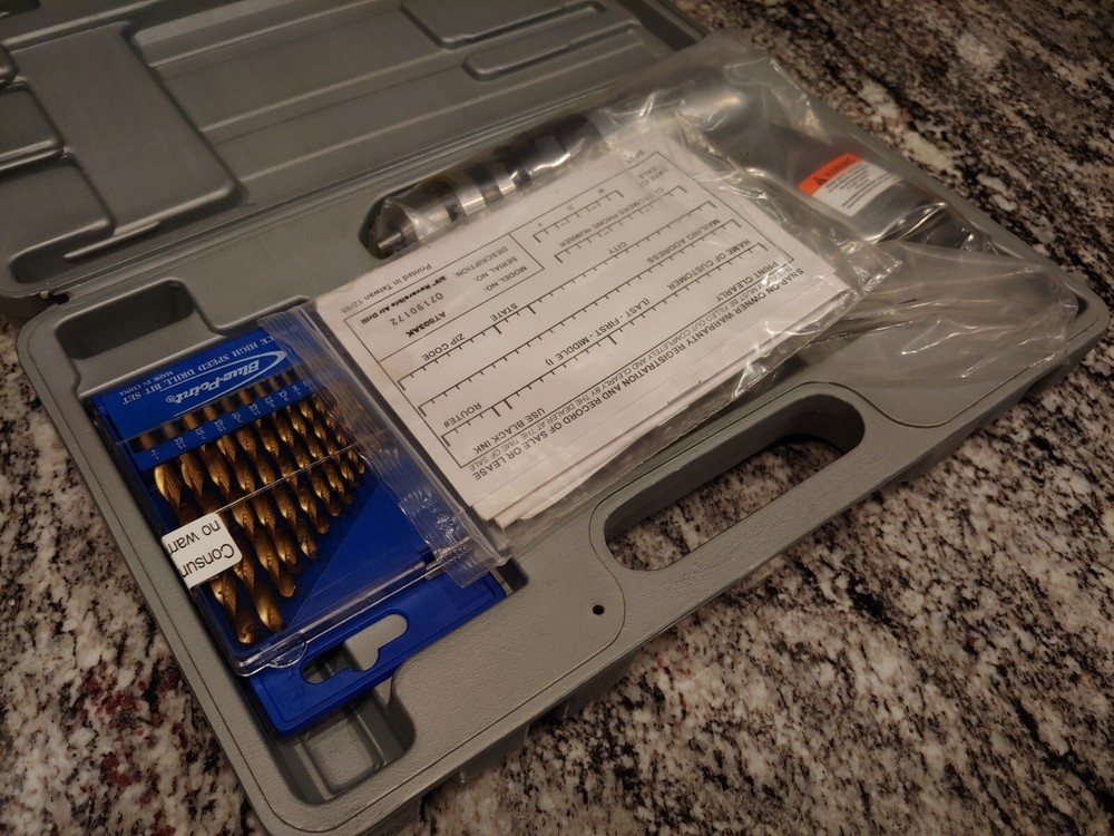 Blue Point By Snapon Tools 3/8 Reversible Air Drill w/ Drill Bit Set