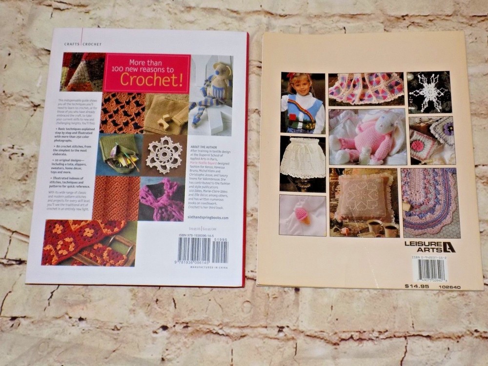 Lot of 2 Crochet Collection Techniques Reference Book Patterns Leisure Arts