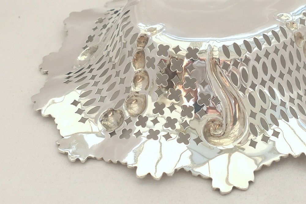 RARE VICTORIAN HM STERLING SILVER PIERCED FRUIT DISH 1894